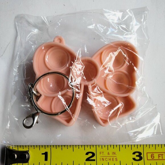 Butterfly Pop It Fidget Keychain Toy Pink Sensory Relief Stress Ball Keyring - Picture 5 of 5